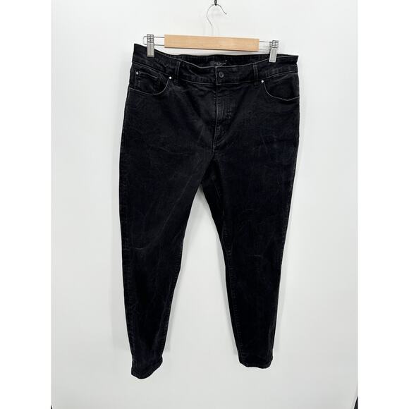 Ann Taylor Curvy Fit Jeans Women 14 Black Wash Denim Cotton Stretch Ankle Skinny - Picture 1 of 7